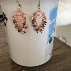 Dazzling Pink Beaded Chandelier Earrings